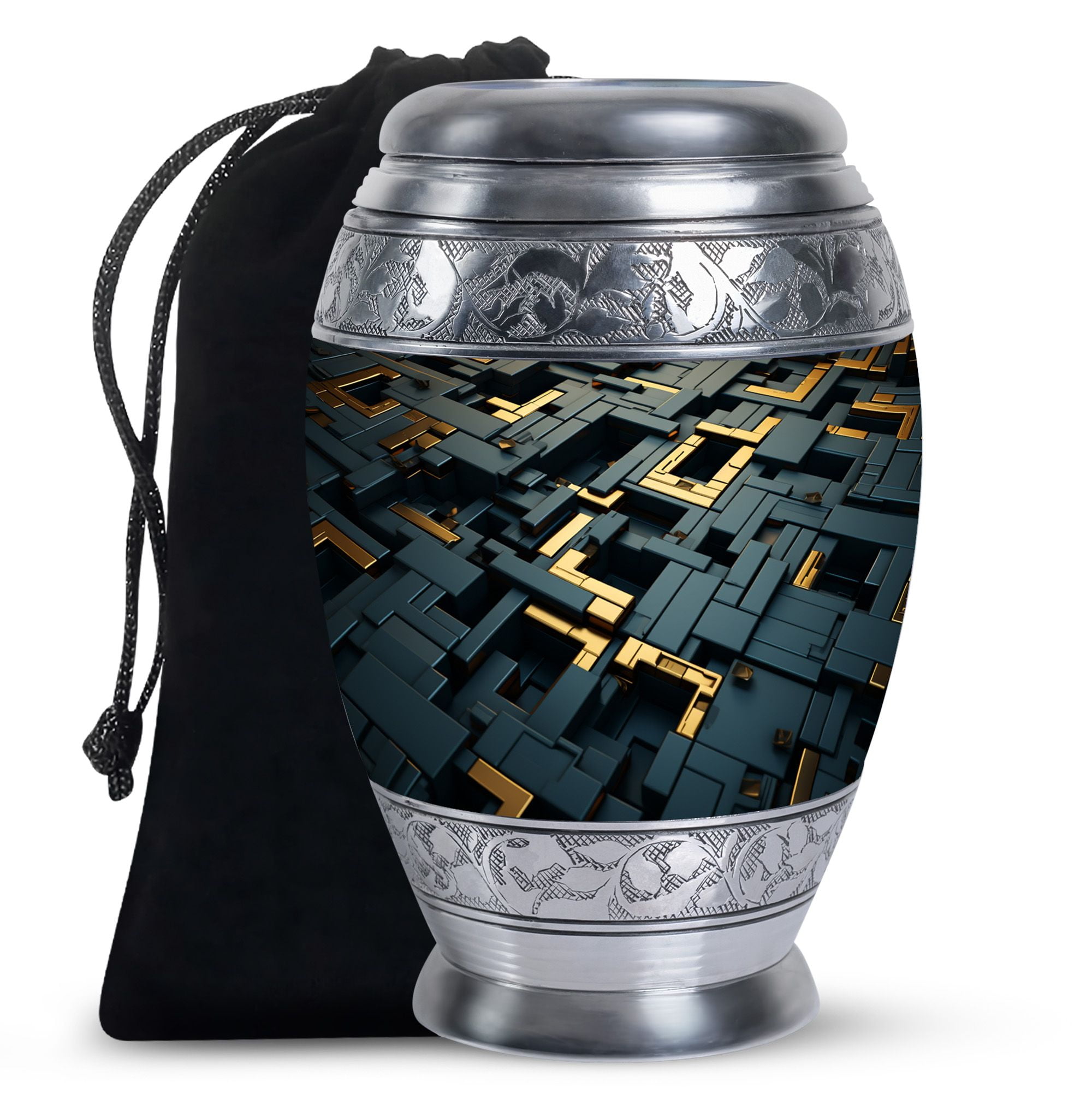 Circuitry Shimmer Cremation Urns For Human Ashes, 10inch Large Urns For Human Ashes, Decorative Urn, Memorial Urn, Funeral Ashes For Women, Urn For Mom, Urns For Human Ashes Adult Male