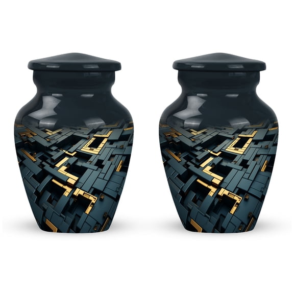 Circuitry Shimmer Tiny Urn - Mini Urns For Human Ashes - Cremation Urns For Adult Ashes Men - Urn Small (Size -3inch,2Pcs)