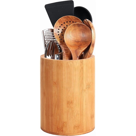 Circular Bamboo Utensil Holder 6 Inches High 5 Inches Perimeter