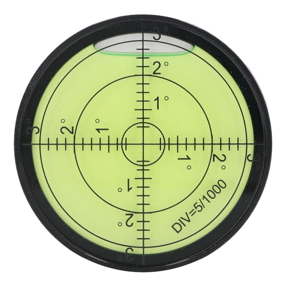 Circular Bubble Level 60x12mm Aluminum Alloy Horizontal Ball Leveler, High Accuracy Spirit Level for RV Camera Tripod, Black Case Green Liquid