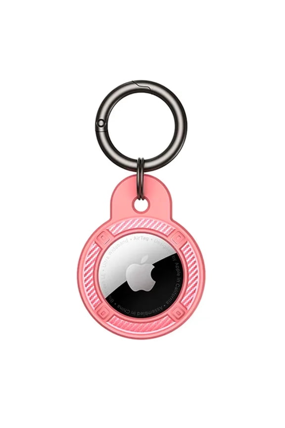 Circular Carbon Fiber Fob Case for AirTag - Pink