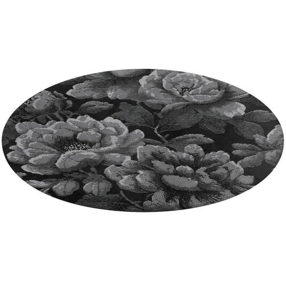 Circular Carpet Floor Mat Black And White Floral Textile Design Living Room Sofa Room Bed Rug Bedroom Carpets Design Home Decoration Rugs