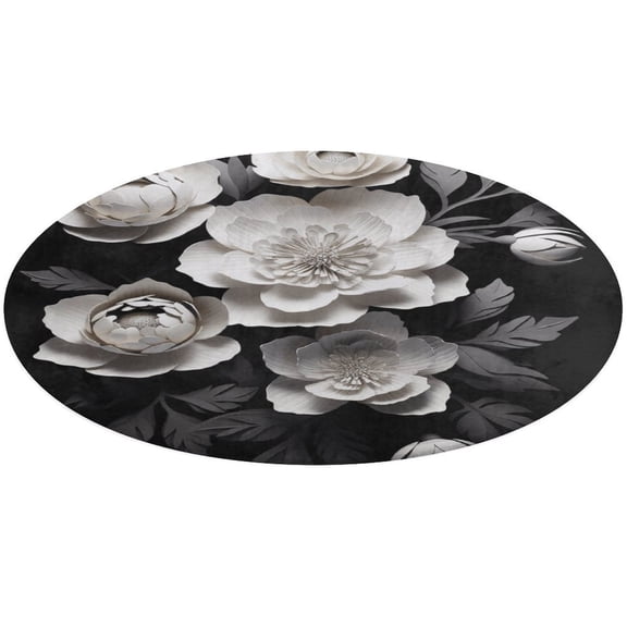 Circular Carpet Floor Mat Black And White Ink Flower Living Room Sofa Room Bed Rug Bedroom Carpets Design Home Decoration Rugs