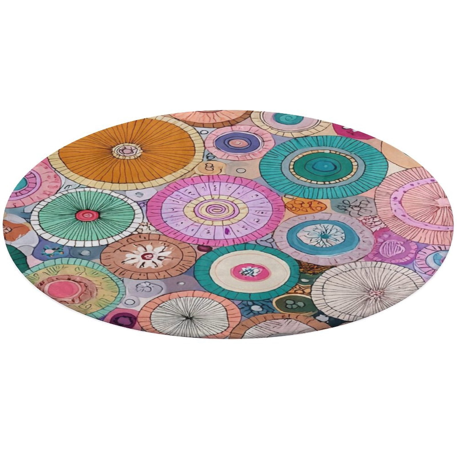 Circular Carpet Floor Mat Colorful Concentric Circles Abstract Art ...