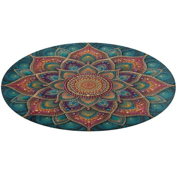 Circular Carpet Floor Mat Colorful Vibrant Mandala Art Living Room Sofa Room Bed Rug Bedroom Carpets Design Home Decoration Rugs