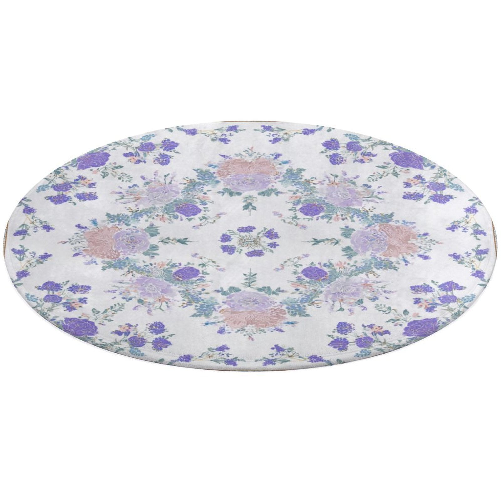 Circular Carpet Floor Mat Floral Scarf Delicate Pastel Design Living ...
