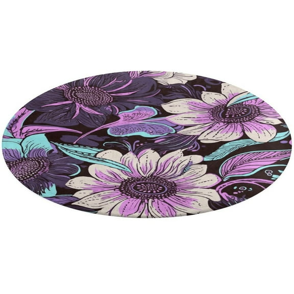 Circular Carpet Floor Mat Purple Flowers Living Room Sofa Room Bed Rug Bedroom Carpets Design Home Decoration Rugs