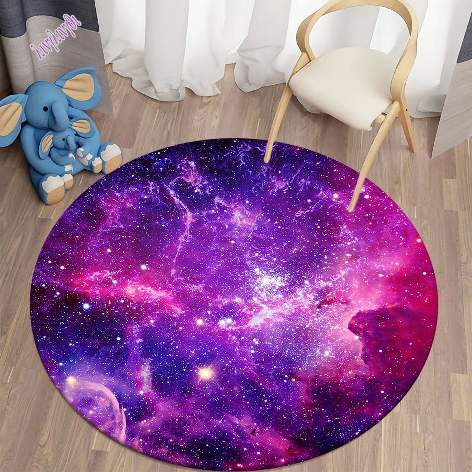 Circular Carpet in Galaxy Space Living Room Bedroom Bathroom Soft ...