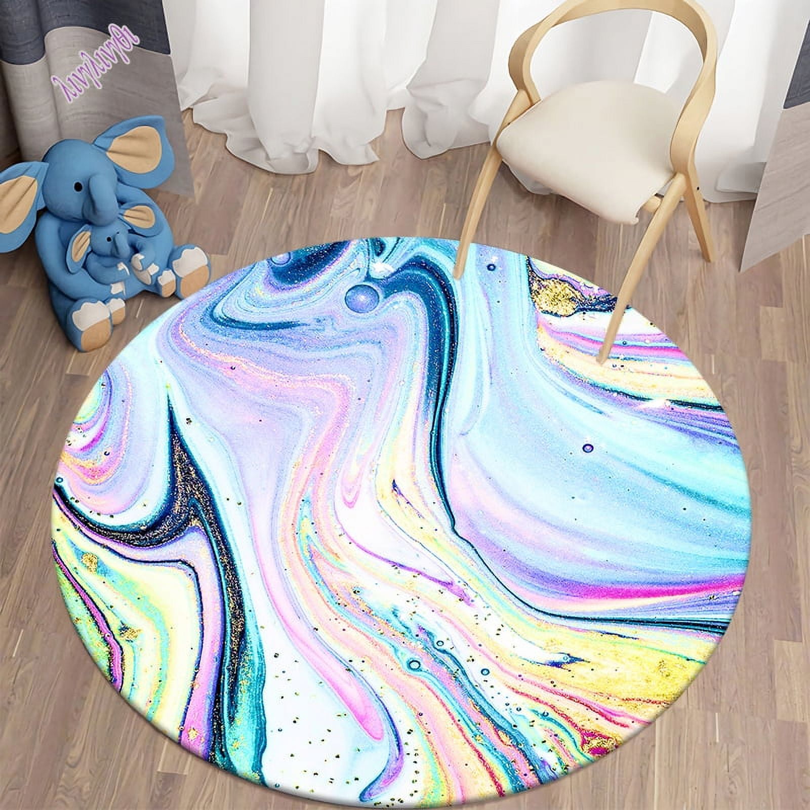 Circular Carpet in Galaxy Space Living Room Bedroom Bathroom Soft ...