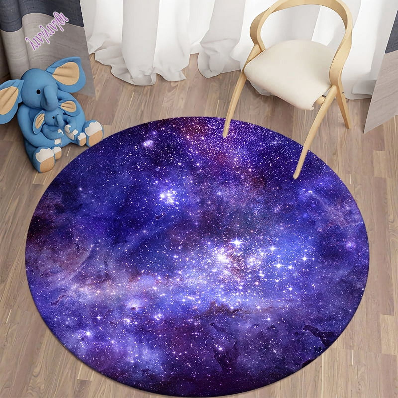 Circular Carpet in Galaxy Space Living Room Bedroom Bathroom Soft ...