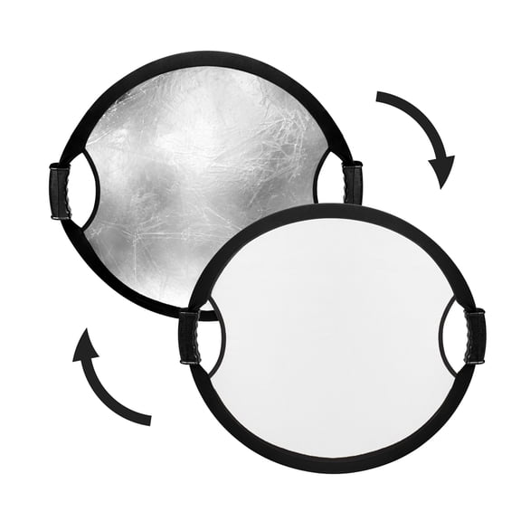 Glow Circular Collapsible Reflector with Handles (22", Silver/White)