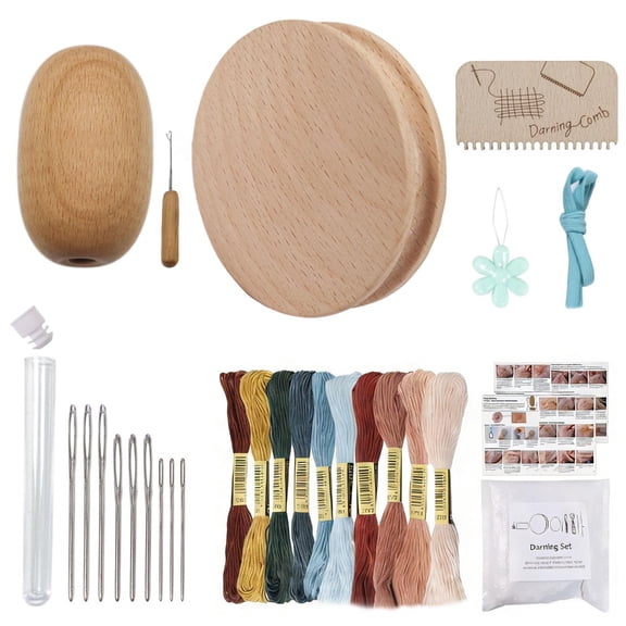 Circular Darning Repair Set with Eggs Shaped Hook for Sweater Holes and Fabric Tear Ideal for Enthusiasts