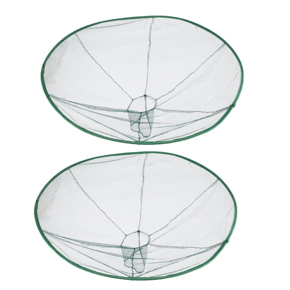Circular Drawable Foldable Fishing Net 80cm / 31.5" High Strength Nylon Mesh Floating Shrimp Cage Crab Trap, Pack of 2