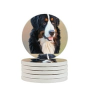 Circular Drink Coasters Set Bernese Mountain Dog Pet Beautiful Home Decor Diatomite Heat-Resistant Diatomite Protect Table Countertop