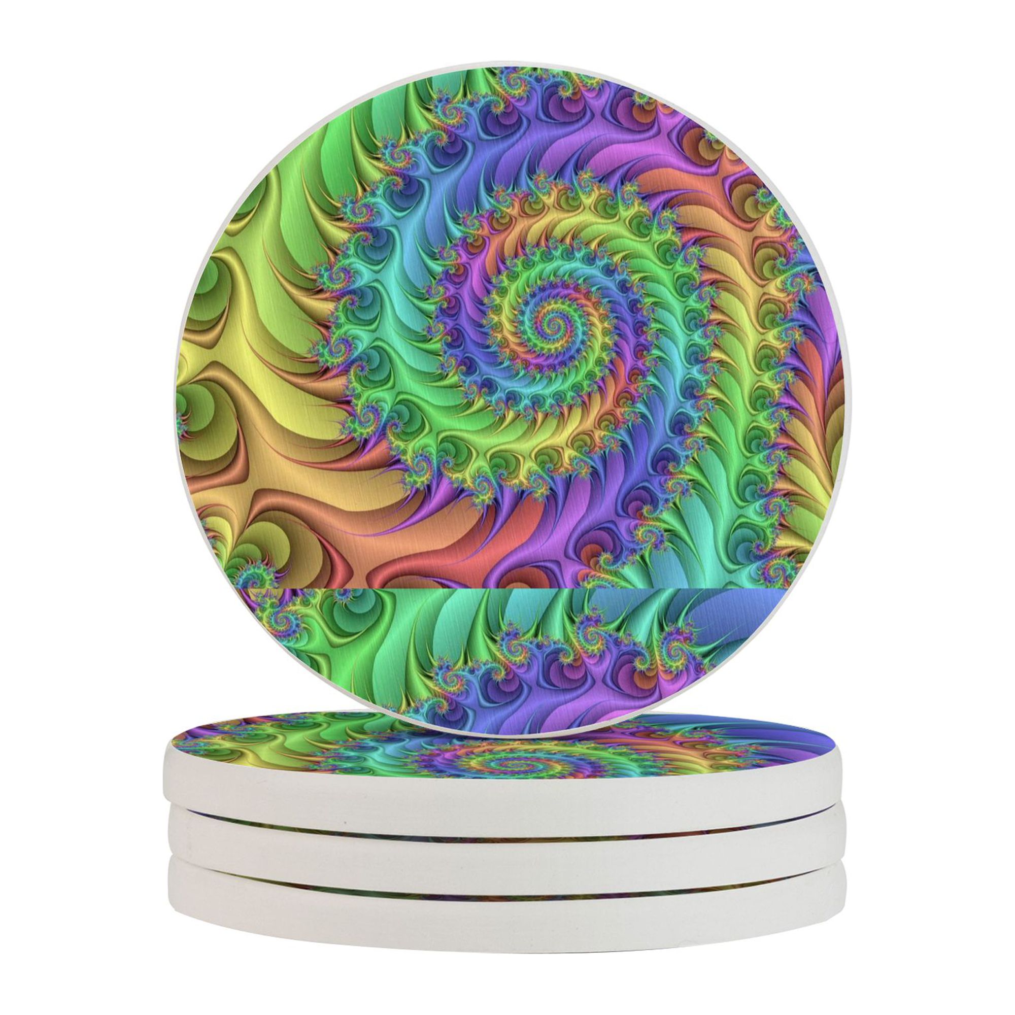 Circular Drink Coasters Set Blue Abstract Lines Tie Dye Wallpaper ...
