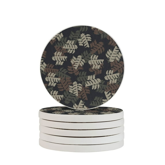 Circular Drink Coasters Set Camouflage Pattern Beautiful Home Decor Diatomite Heat-Resistant Diatomite Protect Table Countertop