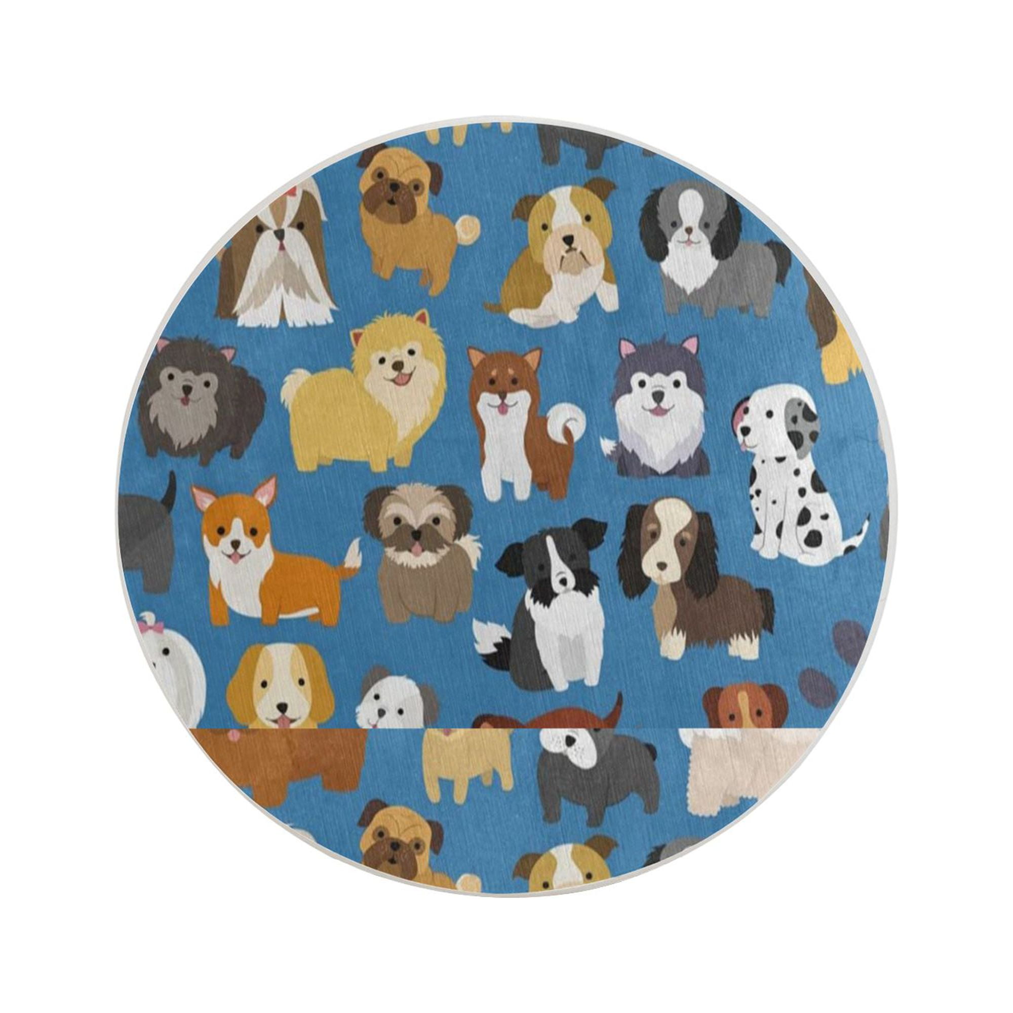 Circular Drink Coasters Set Cute Puppy Pug Dog Beautiful Home Decor