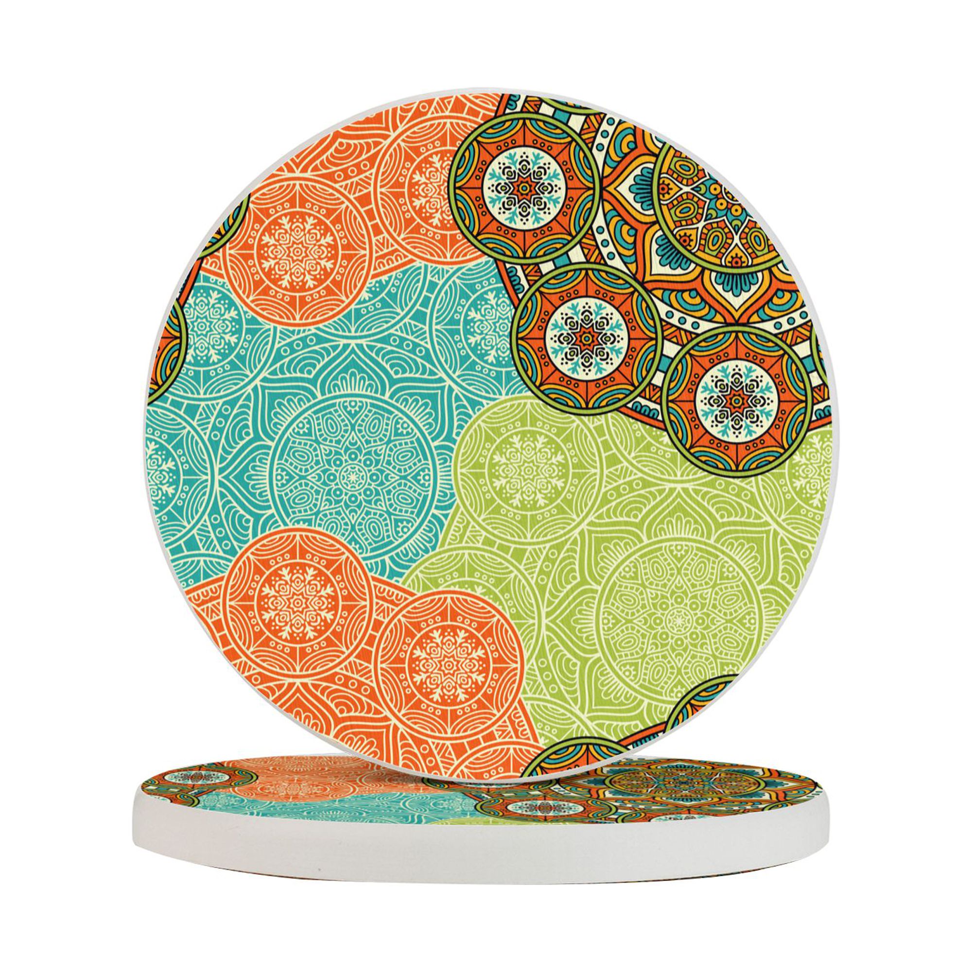 Patterned Coasters Circular Drink Coasters Set Ethnic Floral Seamless Pattern Beautiful ...