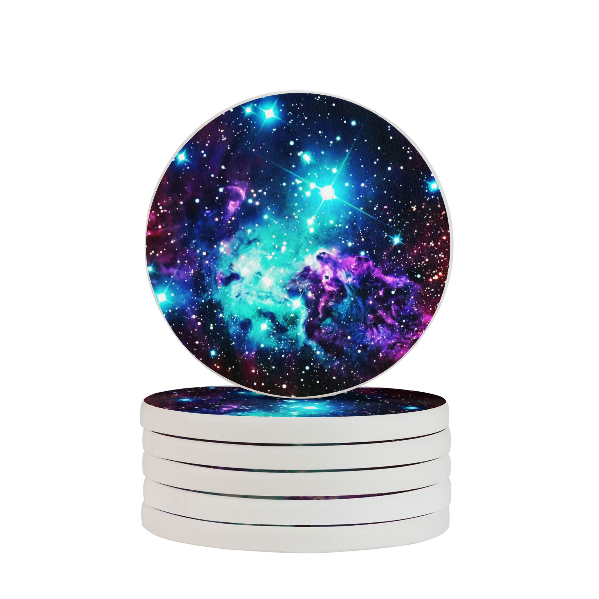 Circular Drink Coasters Set Galaxy Sky Beautiful Home Decor Diatomite ...