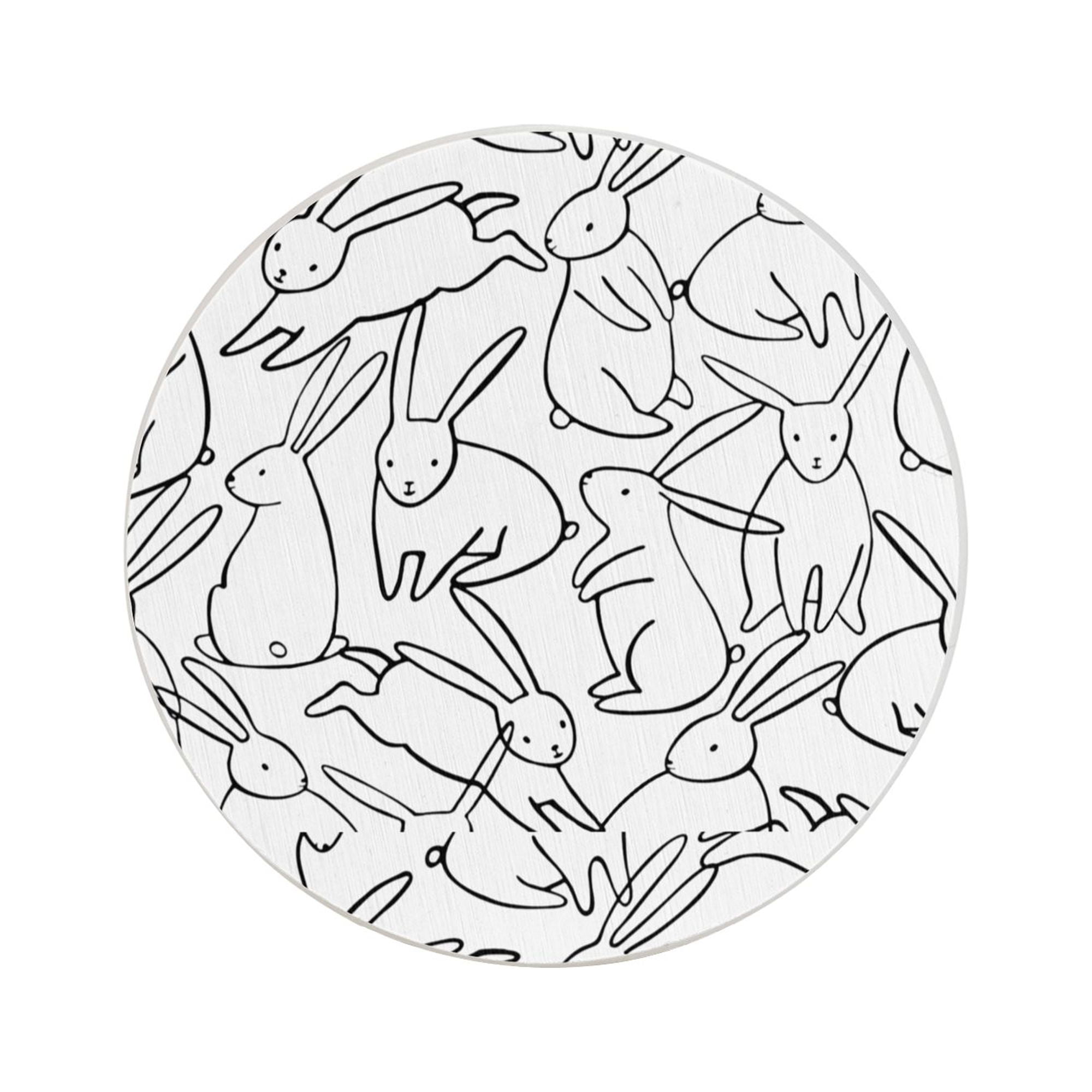 Circular Drink Coasters Set Rabbit Pattern Bunny Animals Beautiful Home ...