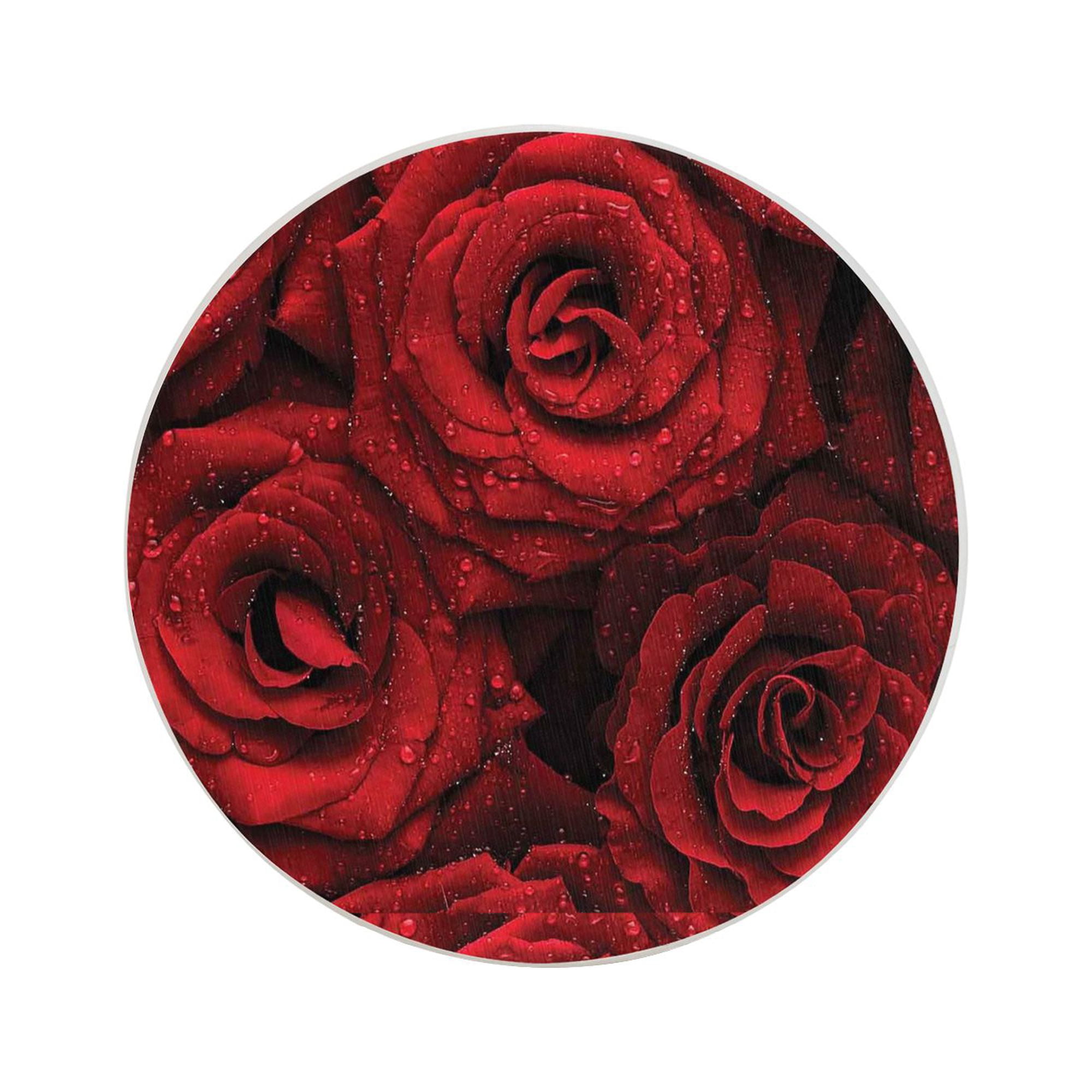 Circular Drink Coasters Set Roses- Beautiful Home Decor Diatomite Heat ...
