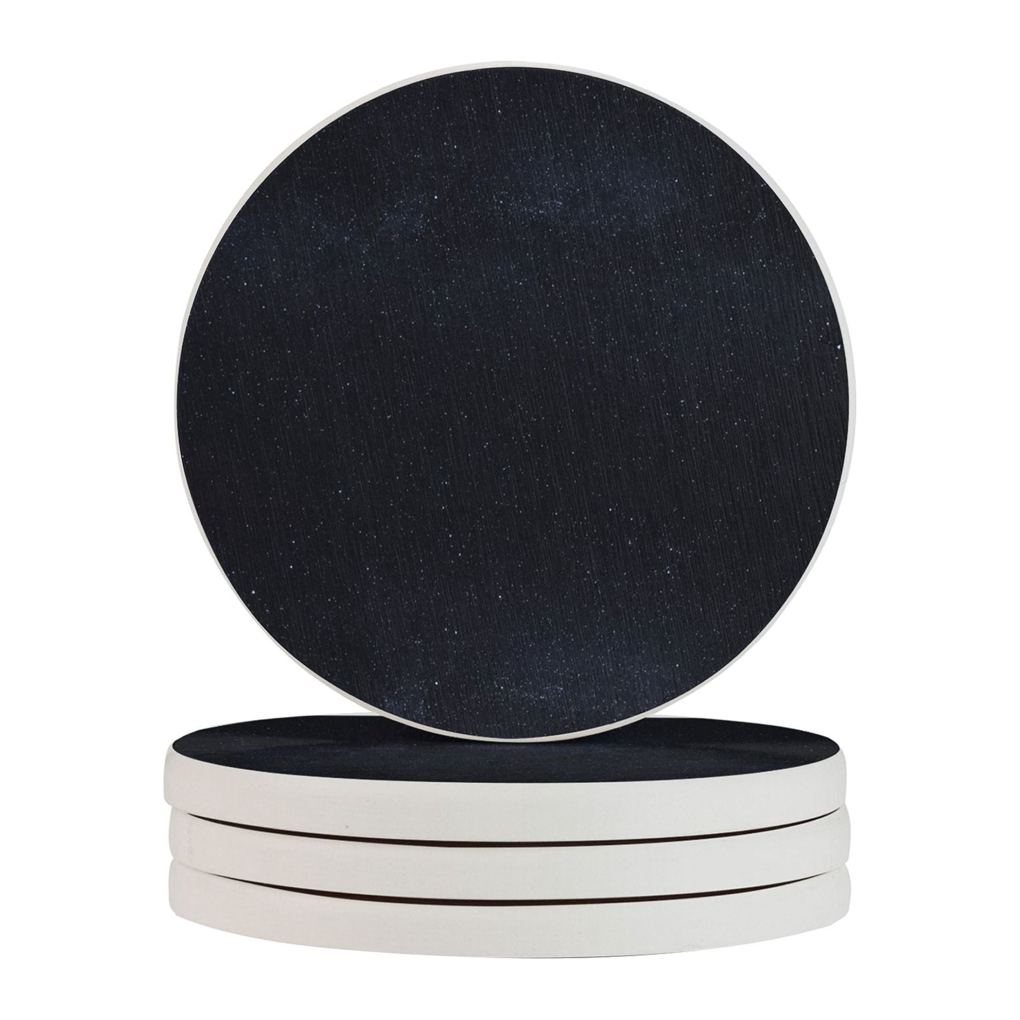 Cat Starry Night Leather Coasters – Set Of 6 Round PU Leather Coasters With Holder - View #7