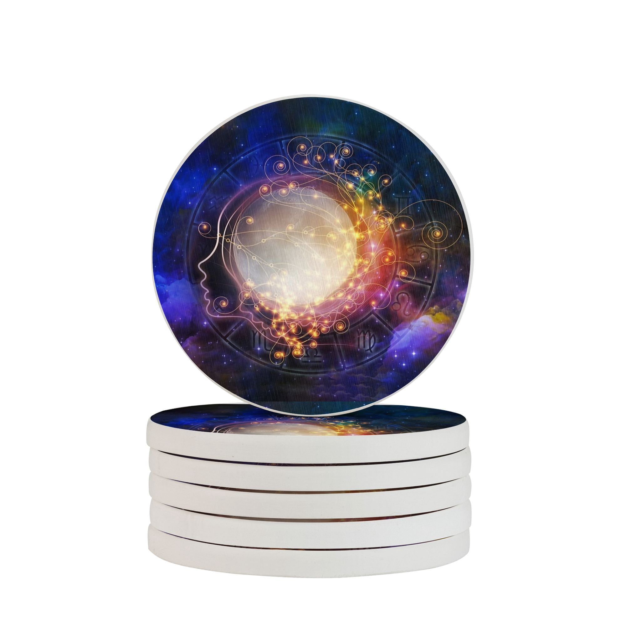 Constellations Coasters Circular Drink Coasters Set Twelve Constellations Mind Brains Beautiful ...