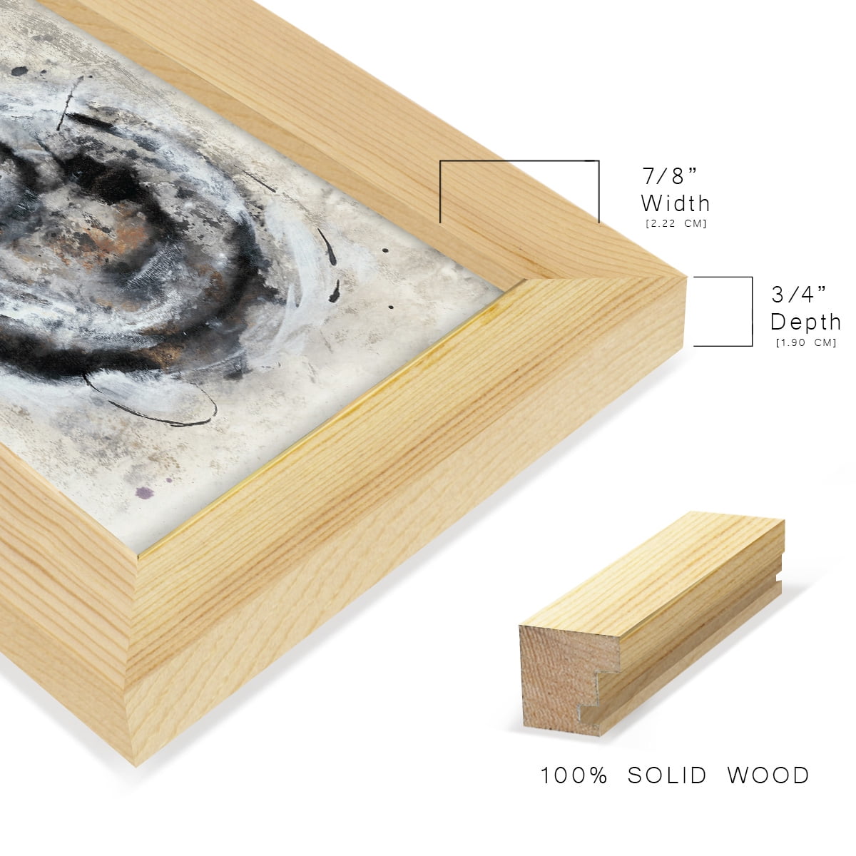 Circular Energy III -Framed Print w/glass-Natural Wood