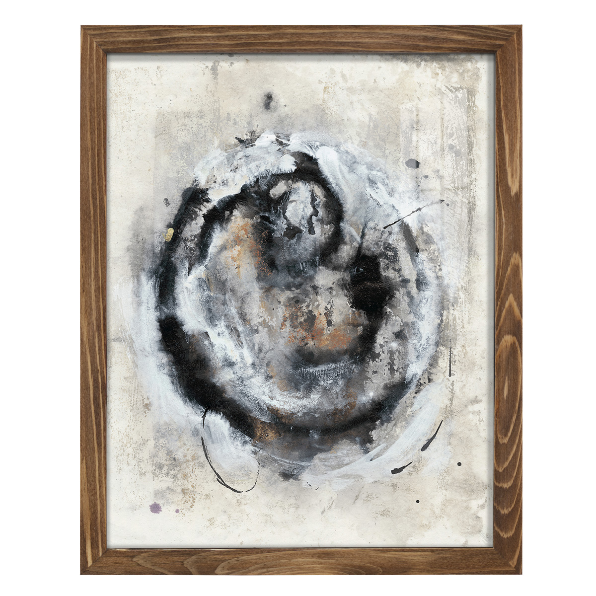 Circular Energy III -Framed Print w/glass-Walnut