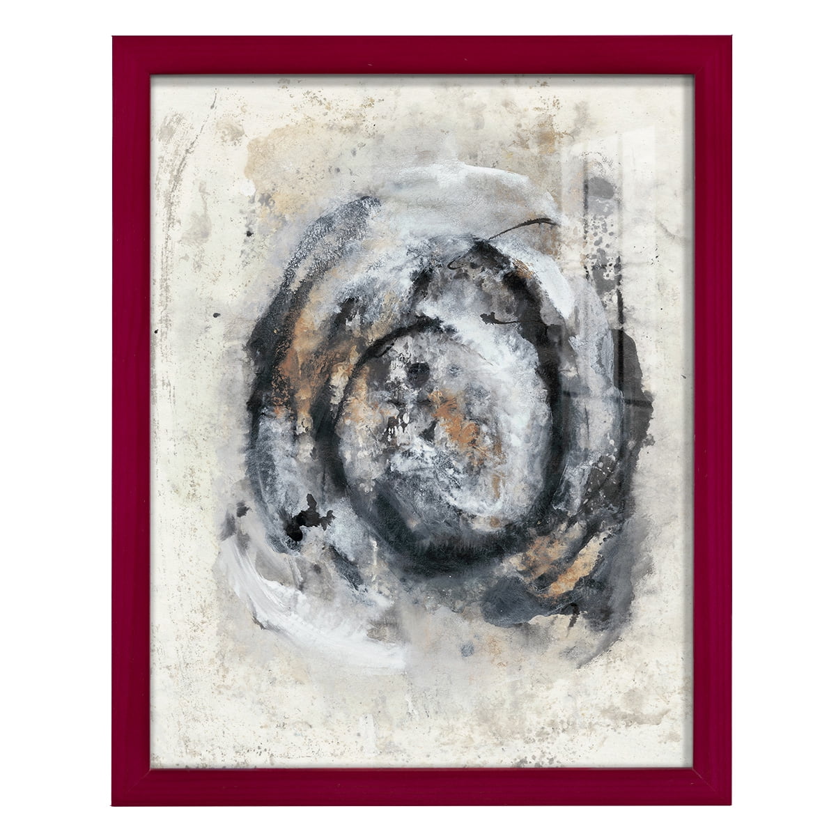 Circular Energy IV -Framed Print w/glass-Cherry Red
