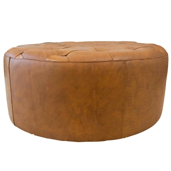 Circular Foam - Filled Leather Ottoman / For Comfortable Seating