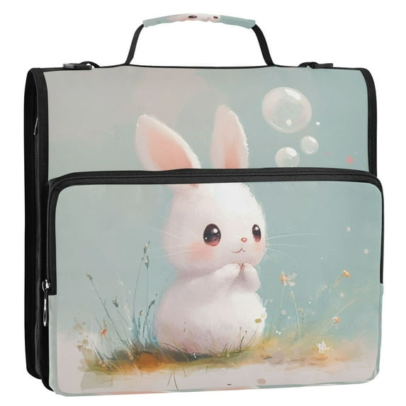 Circular Folder Package 13.6*3.5*12.4 Inches ,Binder Bag,Binder Organizer,Zipper Binder,3 Ring Binder ,Suitable for Work Bubble Bunny Cartoon