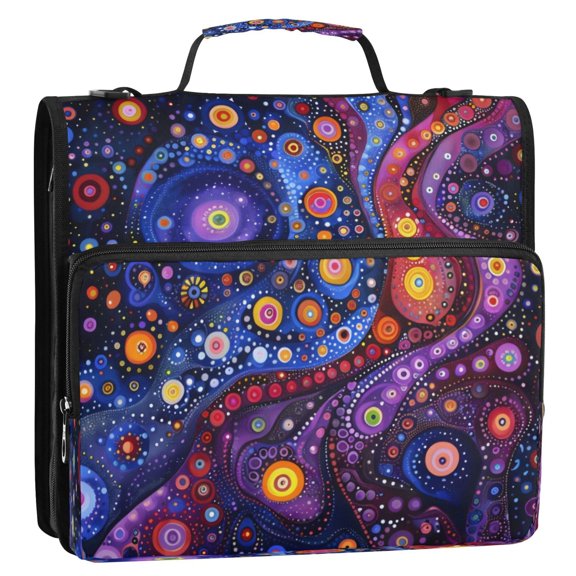 Circular Folder Package 13.6*3.5*12.4 Inches ,Binder Bag，Binder Organizer，Zipper Binder，3 Ring Binder ,Suitable for Work Color Circle Seamless