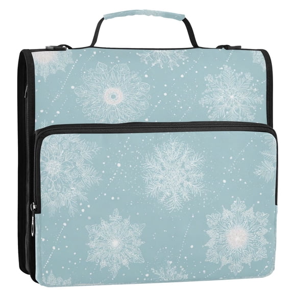 Circular Folder Package 13.6*3.5*12.4 Inches ,Binder Bag,Binder Organizer,Zipper Binder,3 Ring Binder ,Suitable for Work or School Teacup Delicate Snowflakes