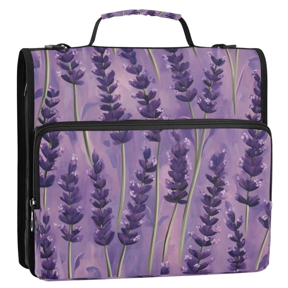 Circular Folder Package 13.6*3.5*12.4 Inches ,Binder Bag，Binder Organizer，Zipper Binder，3 Ring Binder ,Suitable for Work Pretty Purple Lavender