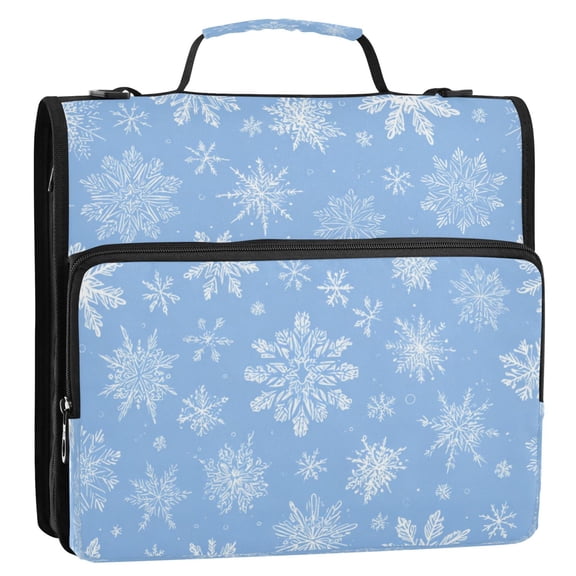 Circular Folder Package 13.6*3.5*12.4 Inches ,Binder Bag,Binder Organizer,Zipper Binder,3 Ring Binder ,Suitable for Work or School Teacup White Snowflakes
