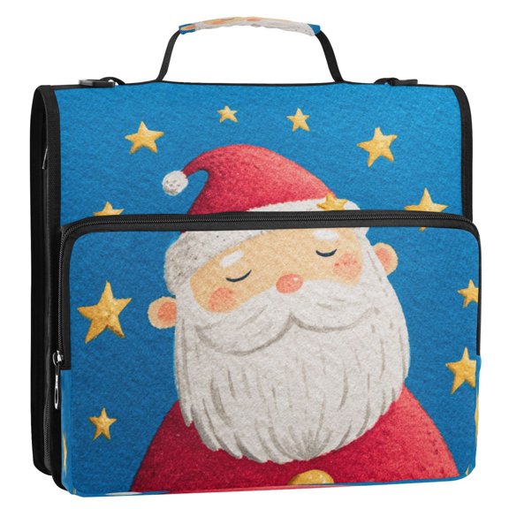 Circular Folder Package 13.6*3.5*12.4 Inches ,Binder Bag，Binder Organizer，Zipper Binder，3 Ring Binder ,Suitable for Work Teacup Warm Santa Claus