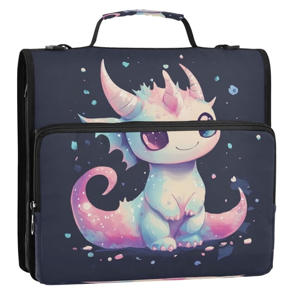Circular Folder Package 13.6*3.5*12.4 Inches ,Binder BagBinder OrganizerZipper Binder3 Ring Binder ,Suitable for Work Adorable Dragon