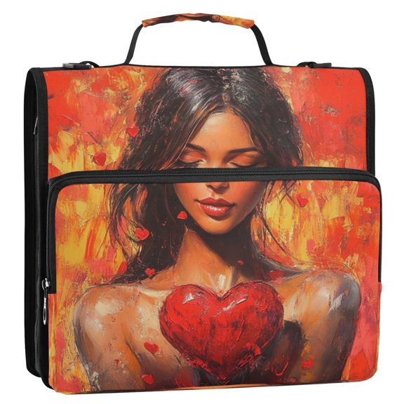 Circular Folder Package 13.6*3.5*12.4 Inches ,Binder BagBinder OrganizerZipper Binder3 Ring Binder ,Suitable for Work Beautiful Woman