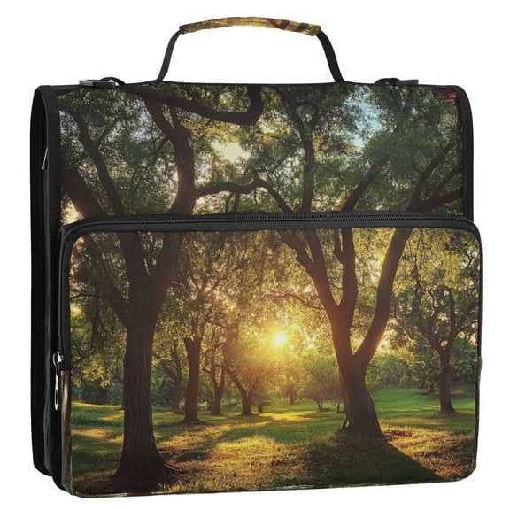 Circular Folder Package 13.6*3.5*12.4 Inches ,Binder Bag，Binder Organizer，Zipper Binder，3 Ring Binder ,Suitable for Work Big Summer Tree