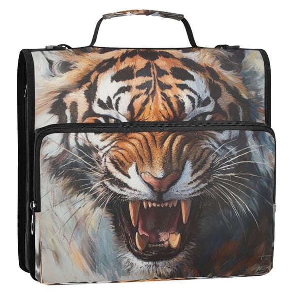 Circular Folder Package 13.6*3.5*12.4 Inches ,Binder BagBinder OrganizerZipper Binder3 Ring Binder ,Suitable for Work Big-mouthed Tiger