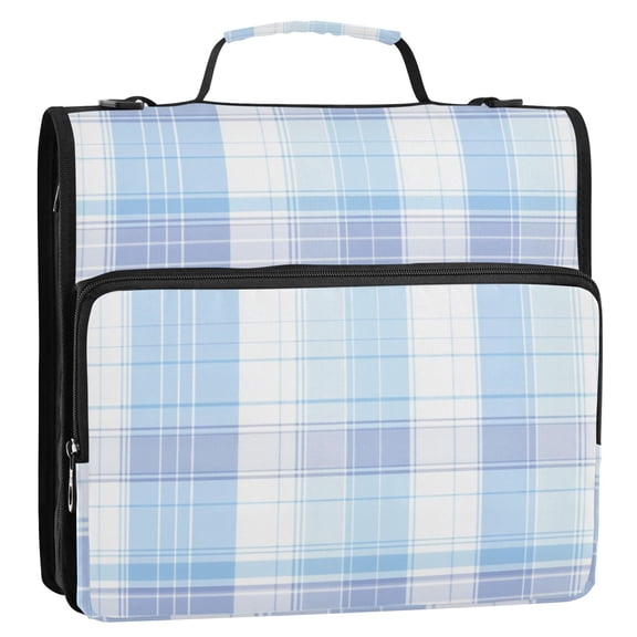 Circular Folder Package 13.6*3.5*12.4 Inches ,Binder BagBinder OrganizerZipper Binder3 Ring Binder ,Suitable for Work Blue Stripe