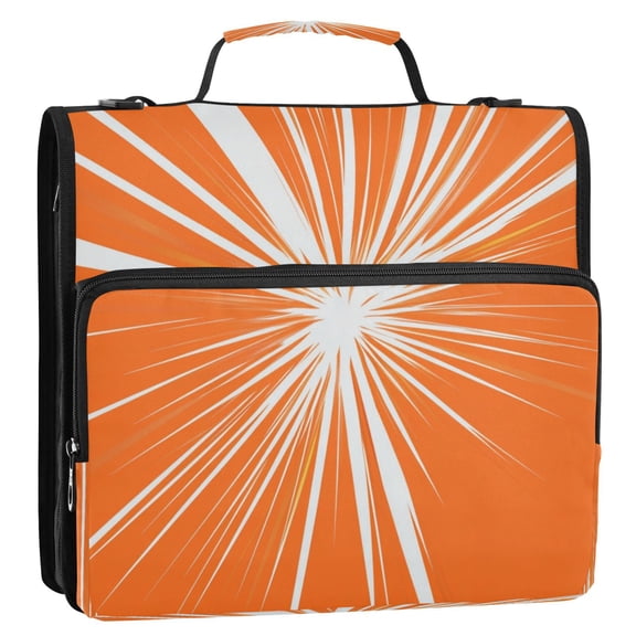 Circular Folder Package 13.6*3.5*12.4 Inches ,Binder BagBinder OrganizerZipper Binder3 Ring Binder ,Suitable for Work Orange Line