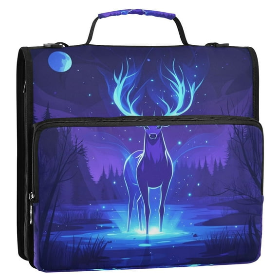 Circular Folder Package 13.6*3.5*12.4 Inches ,Binder Bag,Binder Organizer,Zipper Binder,3 Ring Binder ,Suitable for Work Purple Elk