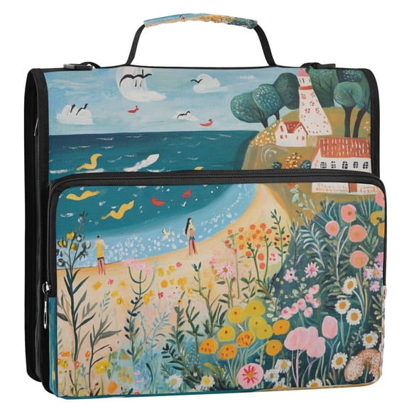 Circular Folder Package 13.6*3.5*12.4 Inches ,Binder BagBinder OrganizerZipper Binder3 Ring Binder ,Suitable for Work Super Sea