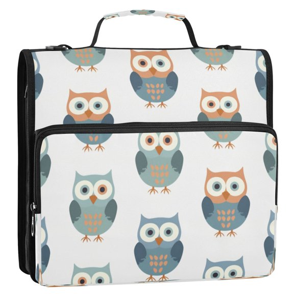 Circular Folder Package 13.6*3.5*12.4 Inches ,Binder BagBinder OrganizerZipper Binder3 Ring Binder ,Suitable for Work Green Owl