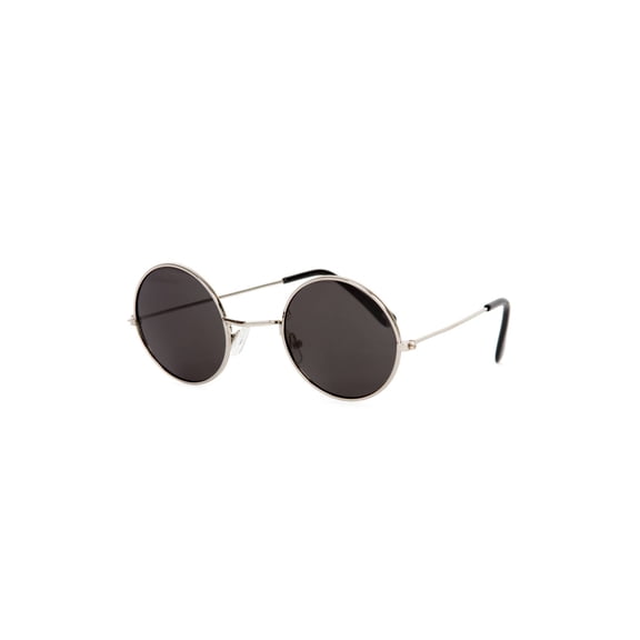 Circular Frame Style Black Lens Silver Frame Sunglasses