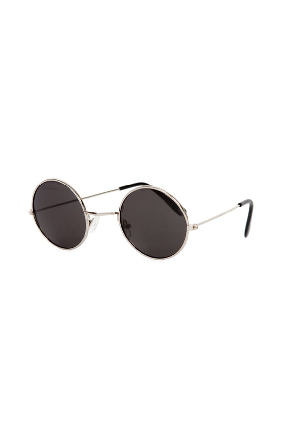 Circular Frame Style Black Lens Silver Frame Sunglasses