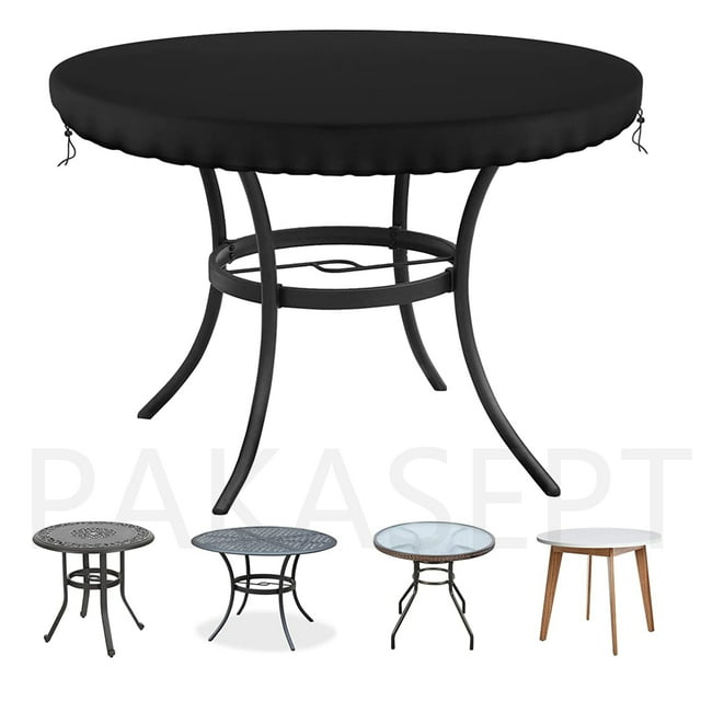 Circular Garden Table Cover, Black Patio Table Top Cover, Outdoor
