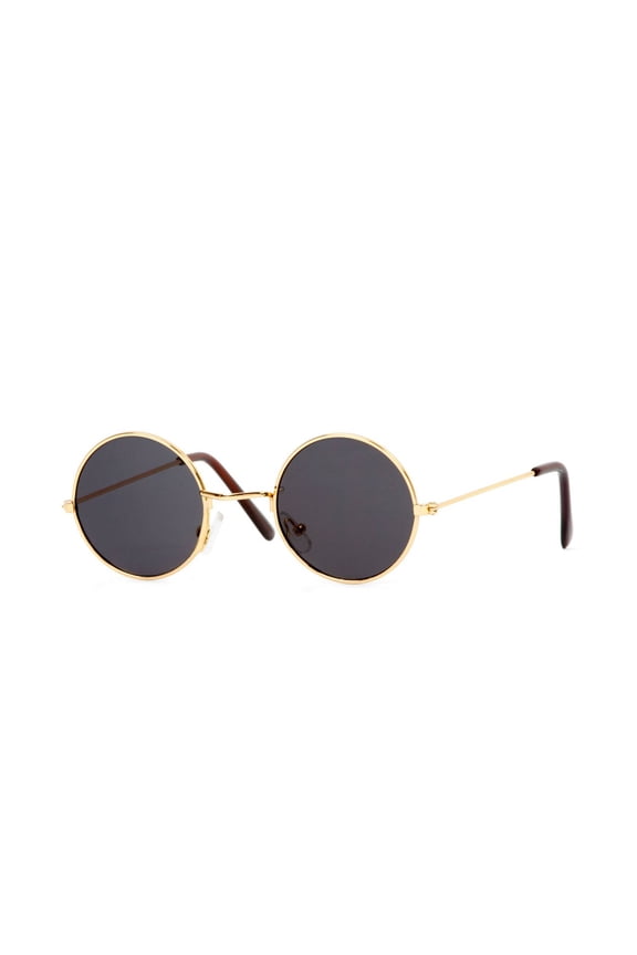 Circular Gold (50mm) Frame Black Lens Sunglasses